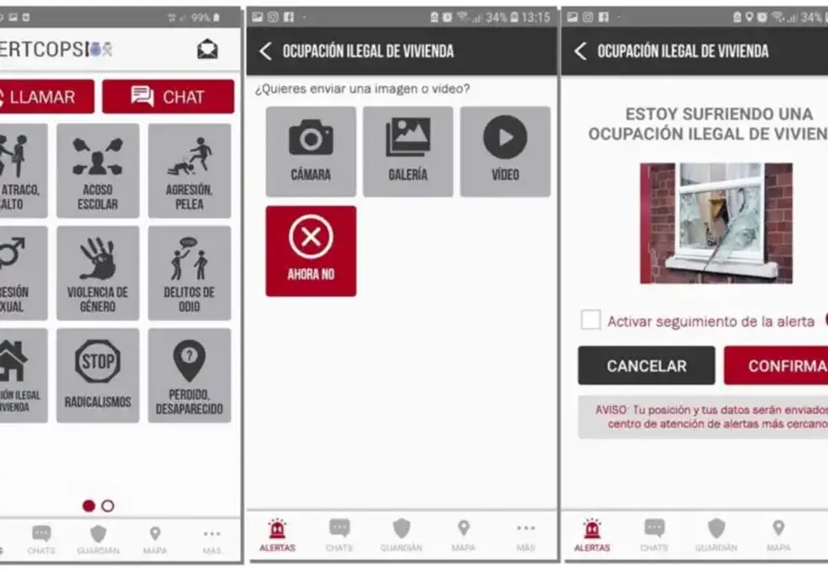 Interfaz de Alertcorps