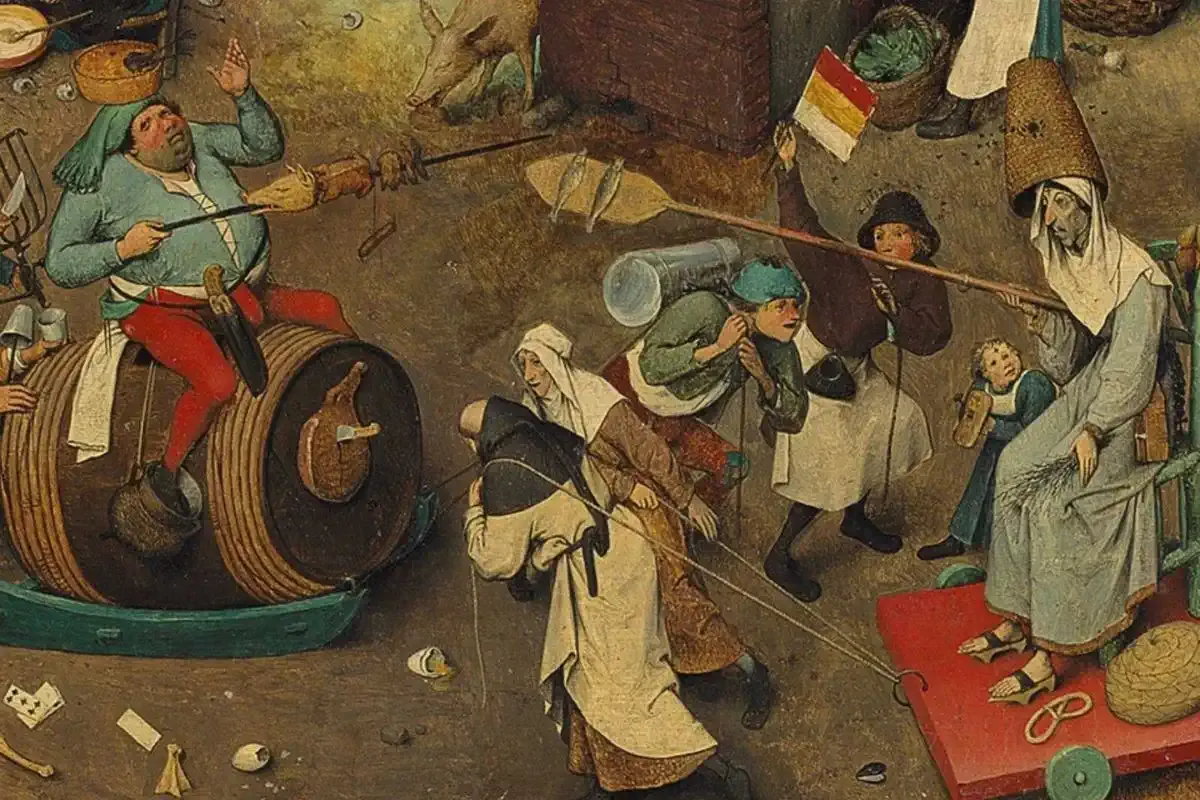 Detalle de pintura de El Bosco, con pecadores y viciosos
