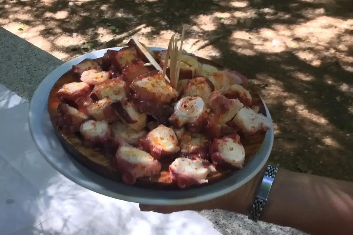 Typisches kräftiges galicisches Gericht mit Pulpo