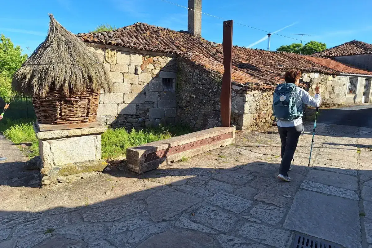 Peregrina disfrutando del paisaje rural del Camino