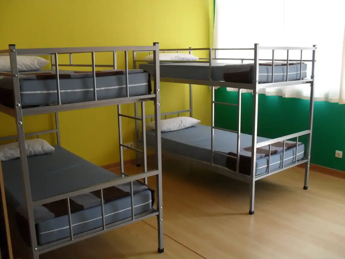 Bunk beds in a hostel