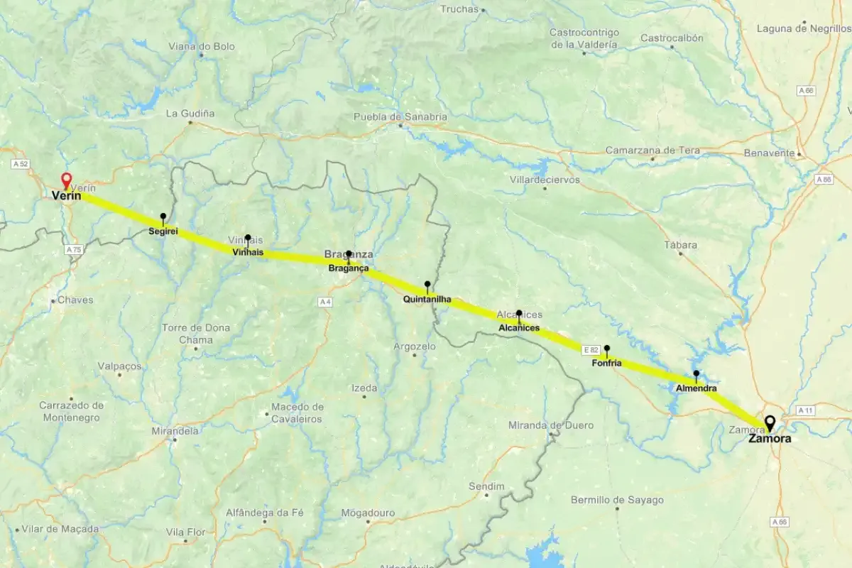 Carte du Chemin Portugais de la Voie de la Plata