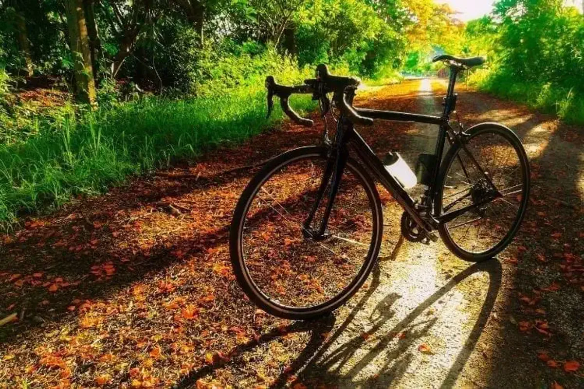Eine Fahrrad mitten auf dem Weg