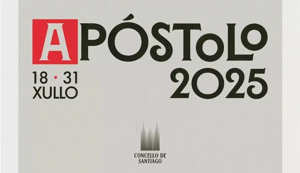 Detalle del Cartel de las Fiestas del Apóstol 2025 en Santiago de Compostela