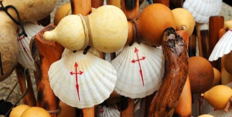 The pilgrim's traditional cane with a pumpkin
