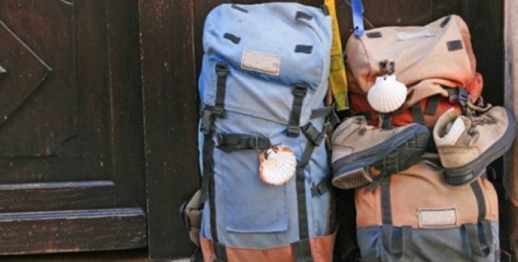 Two pilgrim backpacks with their shelves