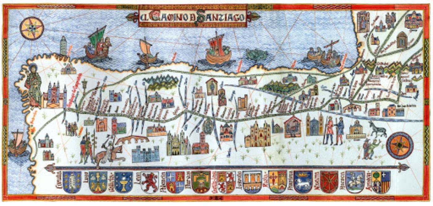 Ancient map of the Camino de Santiago