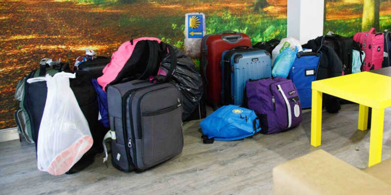 Backpacks in a hostel