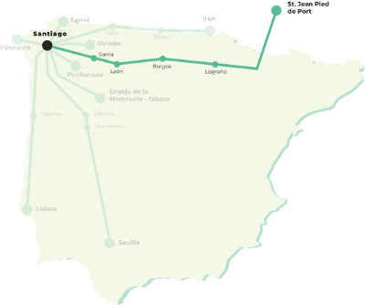 Mapa del Camino de Santiago Francés