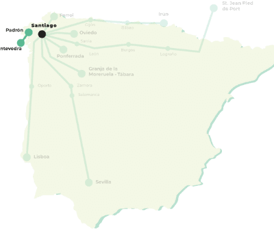 mapa del Camino portugués, variante espiritual