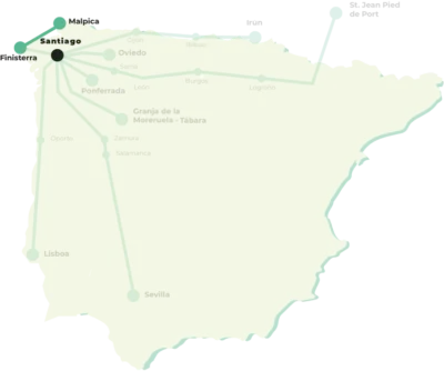 Mappa del Cammino di Santiago Via dei Fari