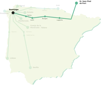 Mappa del Cammino di Santiago Francese