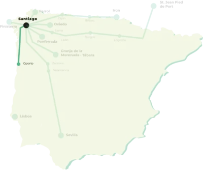 Mappa del Cammino di Santiago Portoghese lungo la costa 