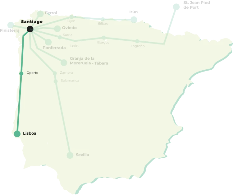 Mapa del camino portugues