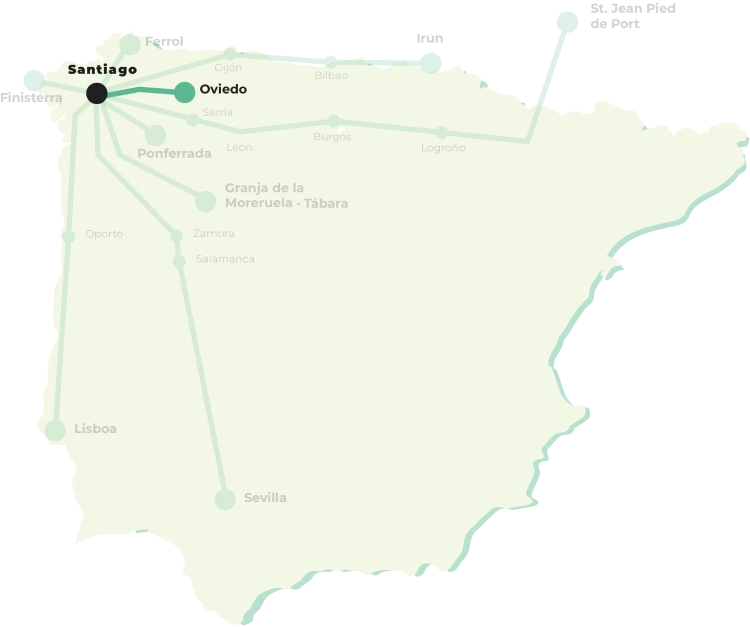 Mapa del Camino Primitivo desde Oviedo