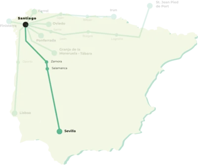 Mappa del Cammino di Santiago Via della Plata