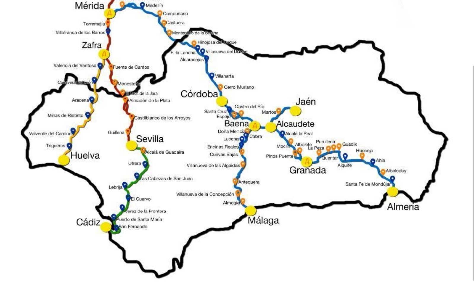 Camino de Santiago Andalucía Karte