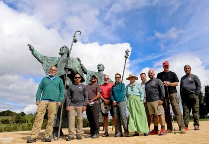 Los veteranos de guerra en el monumento del Monte do Gozo