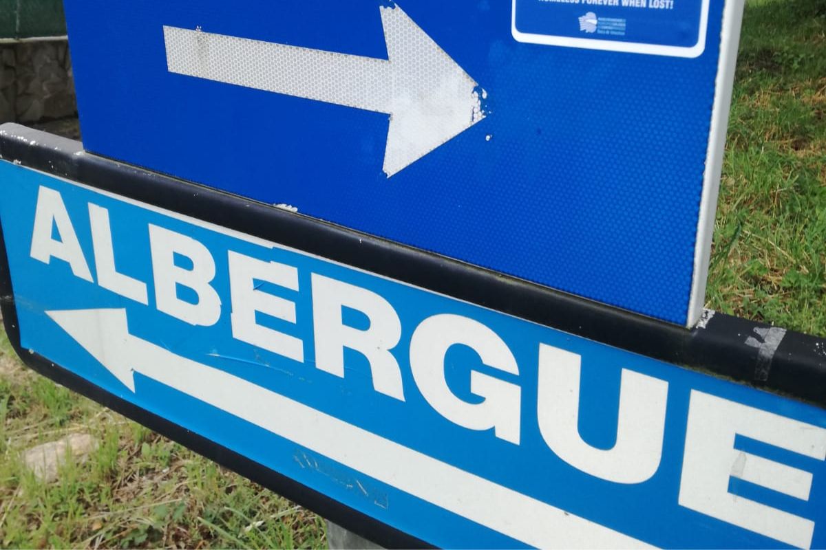 French Way sign that induces confusion and creates anecdotes of the Camino.