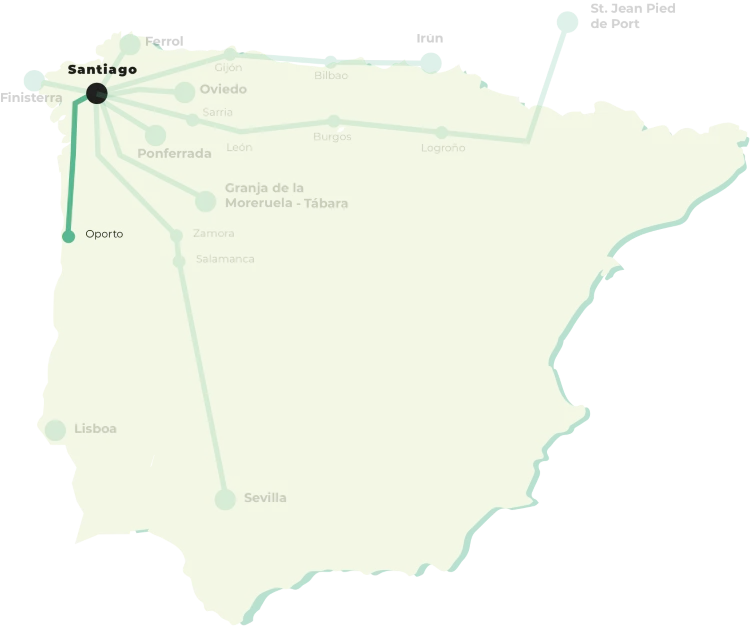 Le carte du chemin portugais le long de la côte
