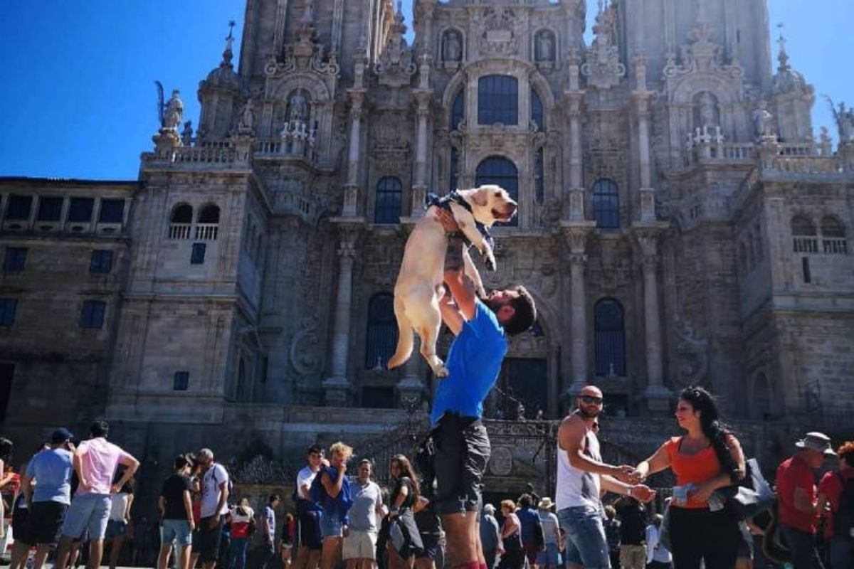 Pilgrim and dog