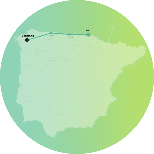 Mapa del Camino de Santiago del Norte