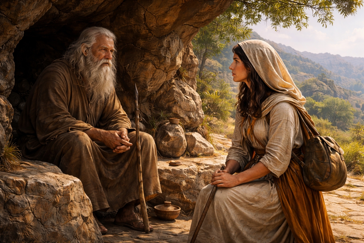 Egeria speaking with a hermit Egeria speaking with a hermit